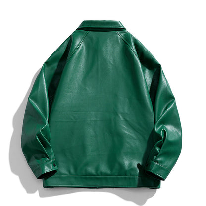 Green Signal Faux Leather Utility Jacket - RUN THE STREETS COLLABORATIVE