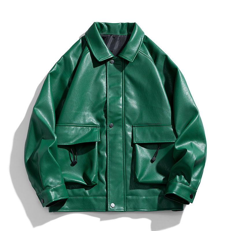 Green Signal Faux Leather Utility Jacket - RUN THE STREETS COLLABORATIVE