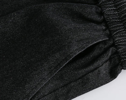 Distressed Edge Gray-Black Denim Shorts - RUN THE STREETS COLLABORATIVE