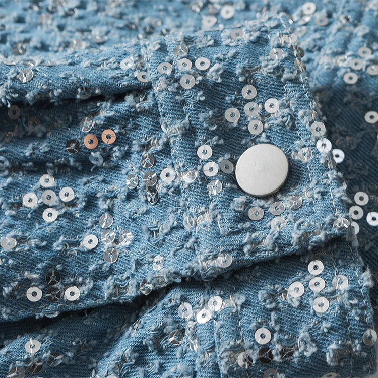 Sequin Denim Trucker Jacket