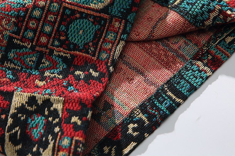 Pattaya Red Tribal Knit Shorts - RUN THE STREETS COLLABORATIVE