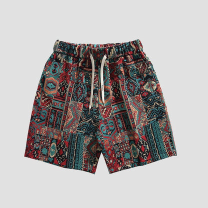 Pattaya Red Tribal Knit Shorts - RUN THE STREETS COLLABORATIVE