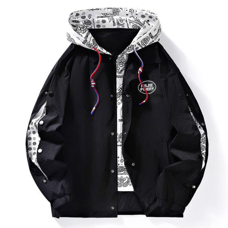 Bandana-Trim Hooded Coach Jacket