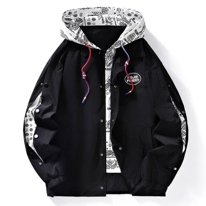 Bandana-Trim Hooded Coach Jacket