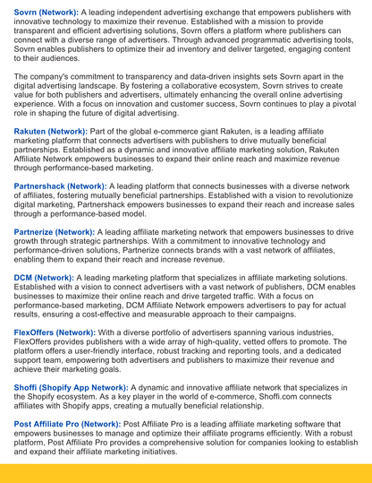 Affiliate Networks and Programs List - RTS Collaborative