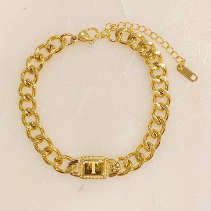 Uptown Cuban Chain Initial Bracelet - RUN THE STREETS COLLABORATIVE