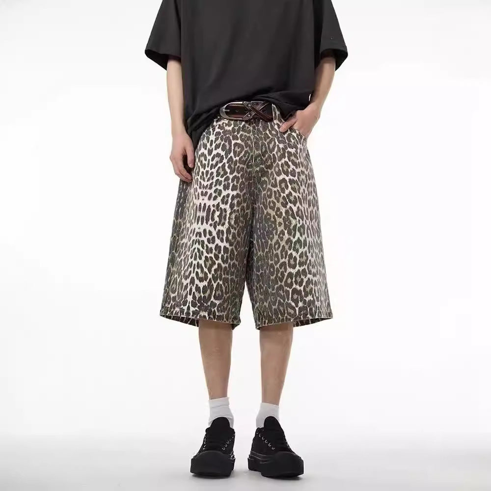 Leopard Print Wide-Leg Shorts