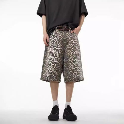 Leopard Print Wide-Leg Shorts