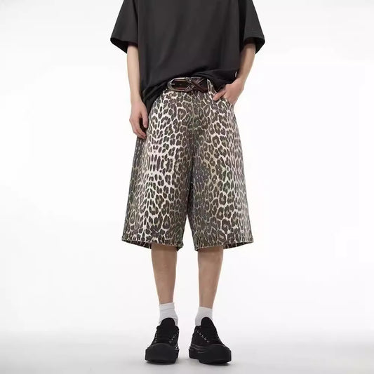 Leopard Print Wide-Leg Shorts