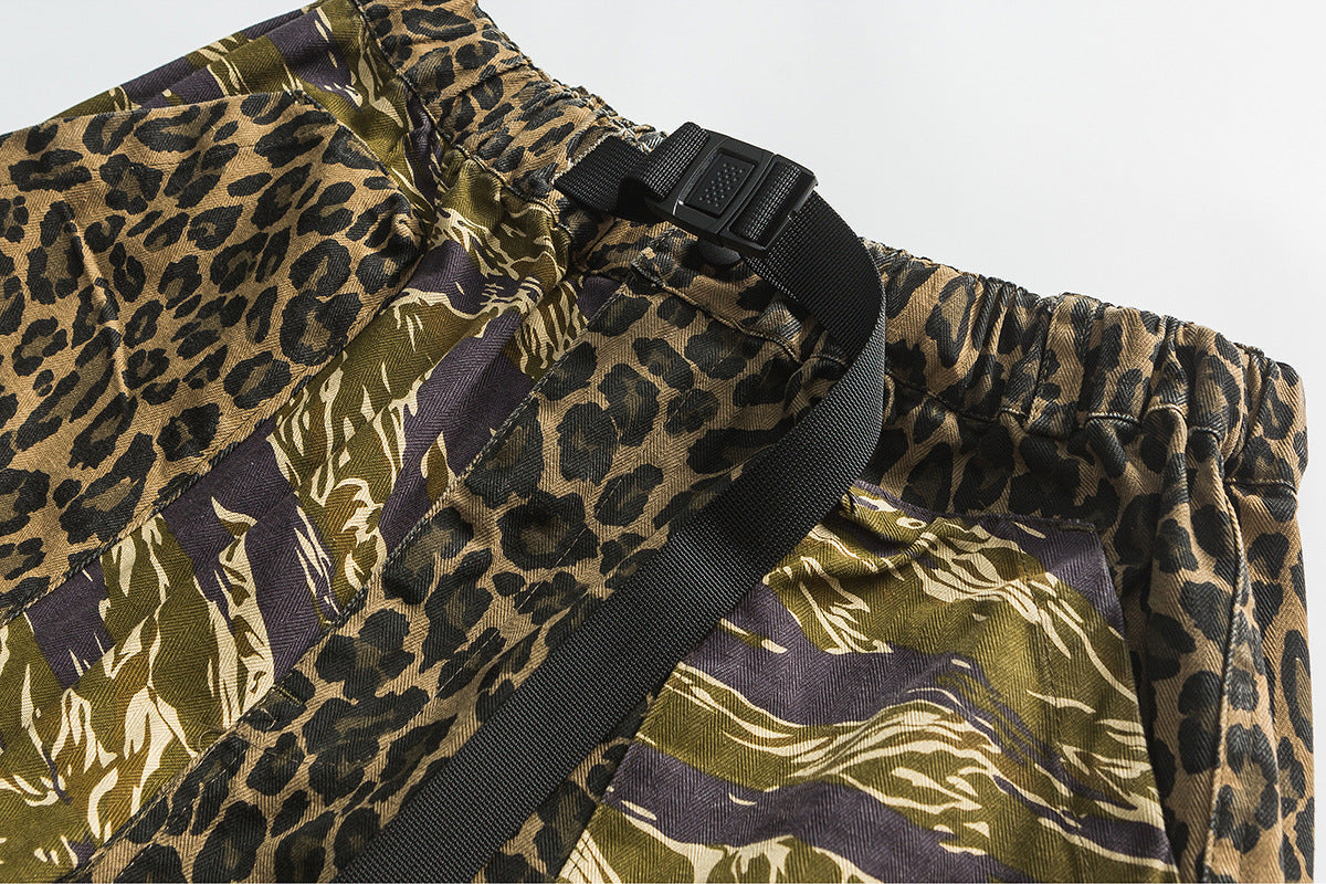 Camo Leopard Print Cargo Shorts - RUN THE STREETS COLLABORATIVE