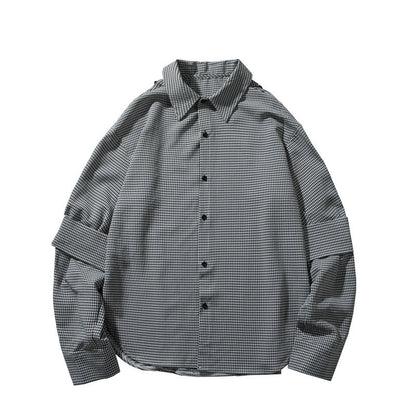 Micro-Check Cotton Button-Up Shirt