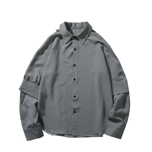 Micro-Check Cotton Button-Up Shirt