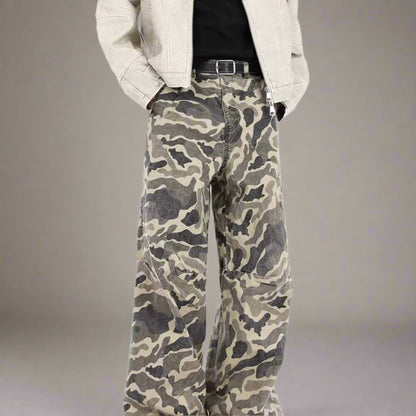Beige Camo Wide-Leg Pants - RUN THE STREETS COLLABORATIVE