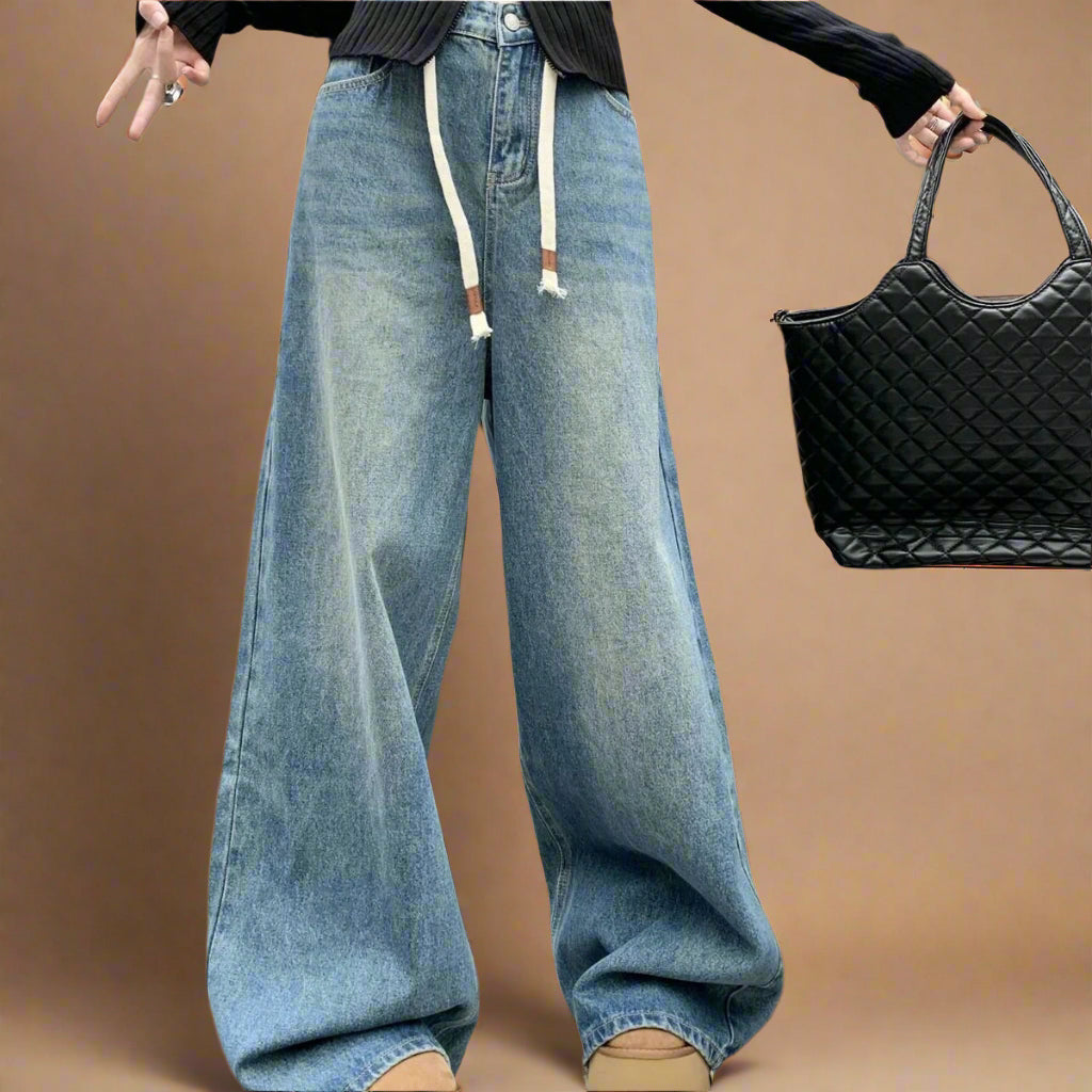 Vintage Blue Drawstring Jeans - RUN THE STREETS COLLABORATIVE