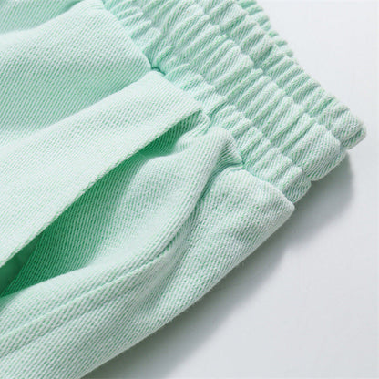 Two-Tone Clover Appliqué Shorts