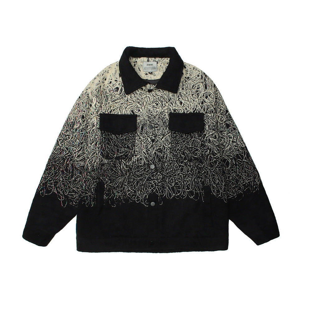 Gradient Embroidered Corduroy Overshirt