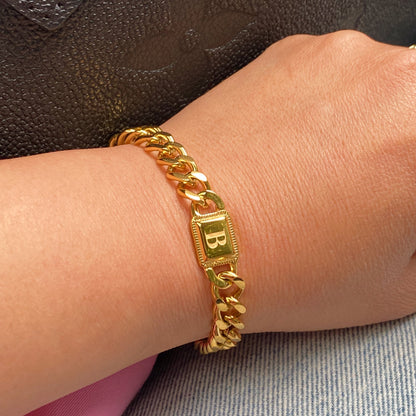 Uptown Cuban Chain Initial Bracelet - RUN THE STREETS COLLABORATIVE