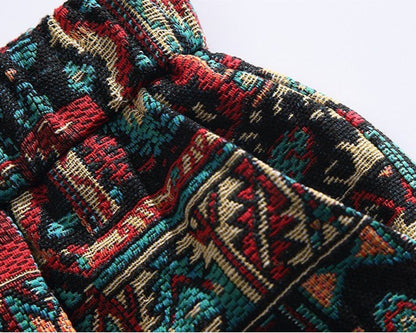 Pattaya Red Tribal Knit Shorts - RUN THE STREETS COLLABORATIVE