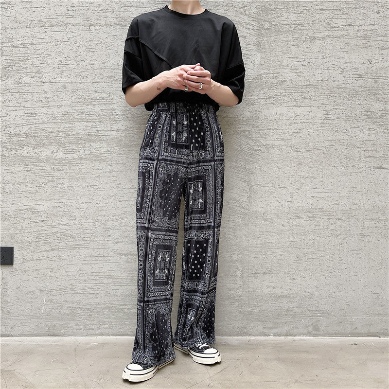 Bandana Print Wide-Leg Pants