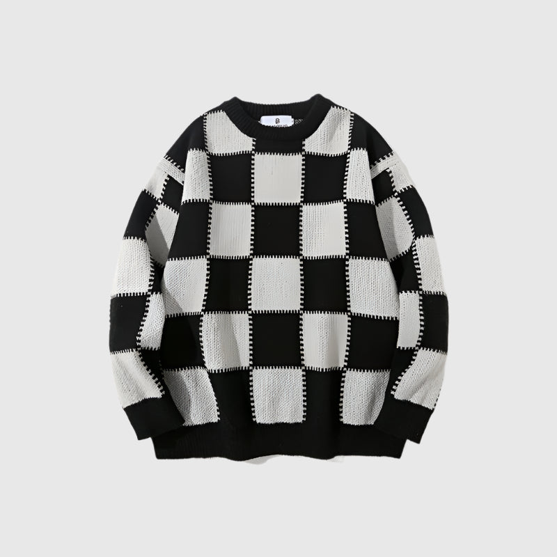 Vintage Knit Checker Sweater - RUN THE STREETS COLLABORATIVE