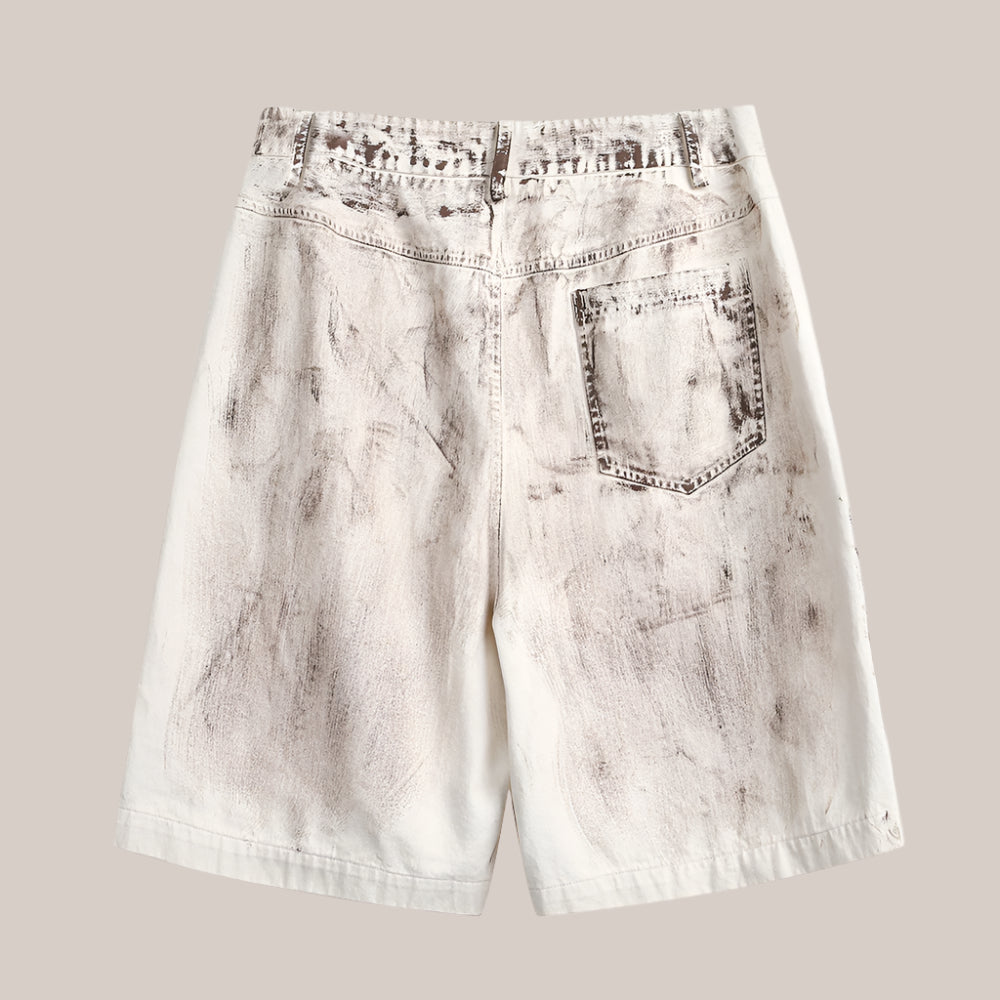 Distressed Dirty Denim Cargo Pocket Shorts - RUN THE STREETS COLLABORATIVE