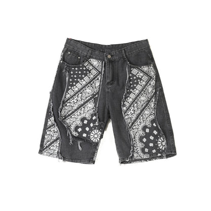 Patchwork Bandana Denim Shorts