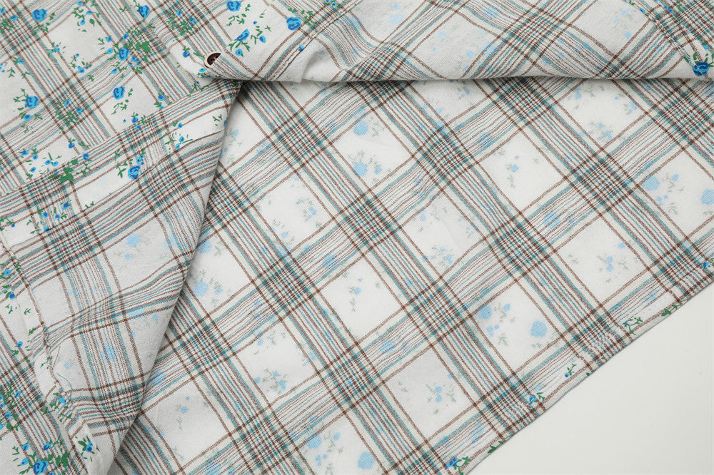 Floral Plaid Long-Sleeve Button Shirt