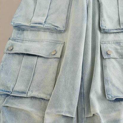Oversized Cargo Pockets Retro Washed Workwear Jeans - RUN THE STREETS COLLABORATIVE