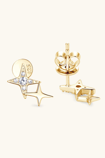 Moissanite 925 Sterling Silver Star Shape Earrings - RUN THE STREETS COLLABORATIVE