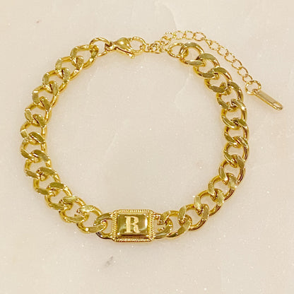 Uptown Cuban Chain Initial Bracelet - RUN THE STREETS COLLABORATIVE