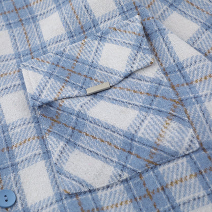 Hooded Plaid Button Shirt