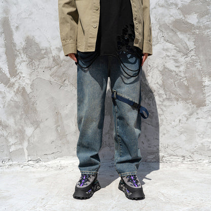 Retro Belt Buckle Jeans - RUN THE STREETS COLLABORATIVE