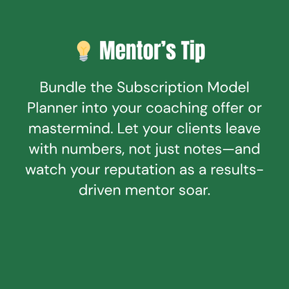 🏆 Subscription Model Planner MRR (Monthly Membership)