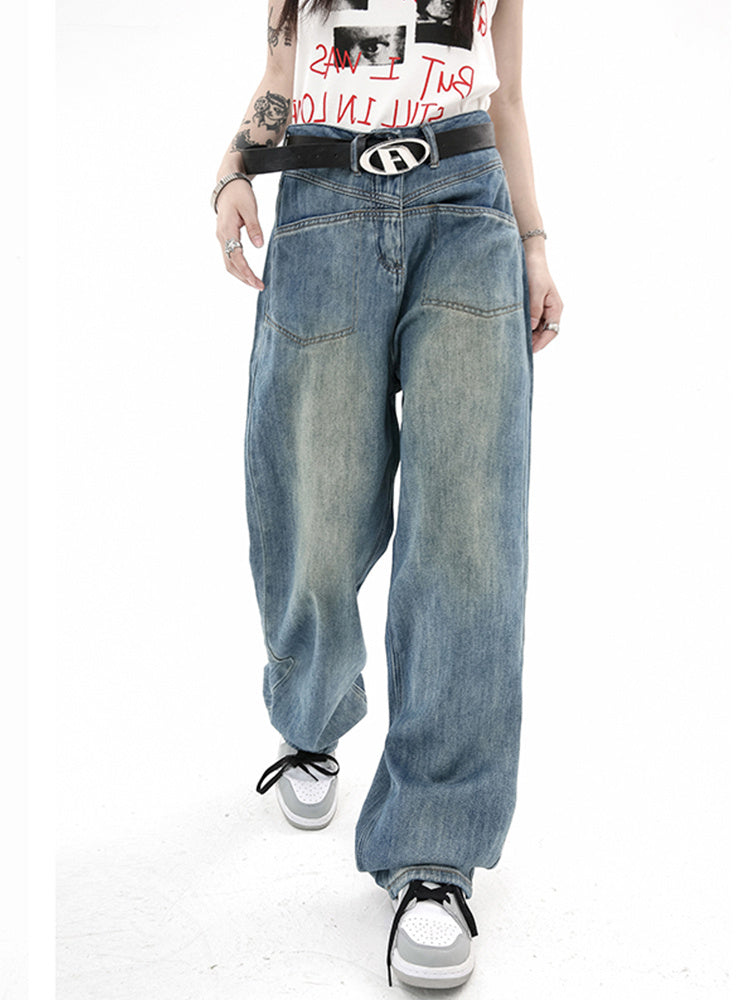 Distressed Retro Jeans - RUN THE STREETS COLLABORATIVE