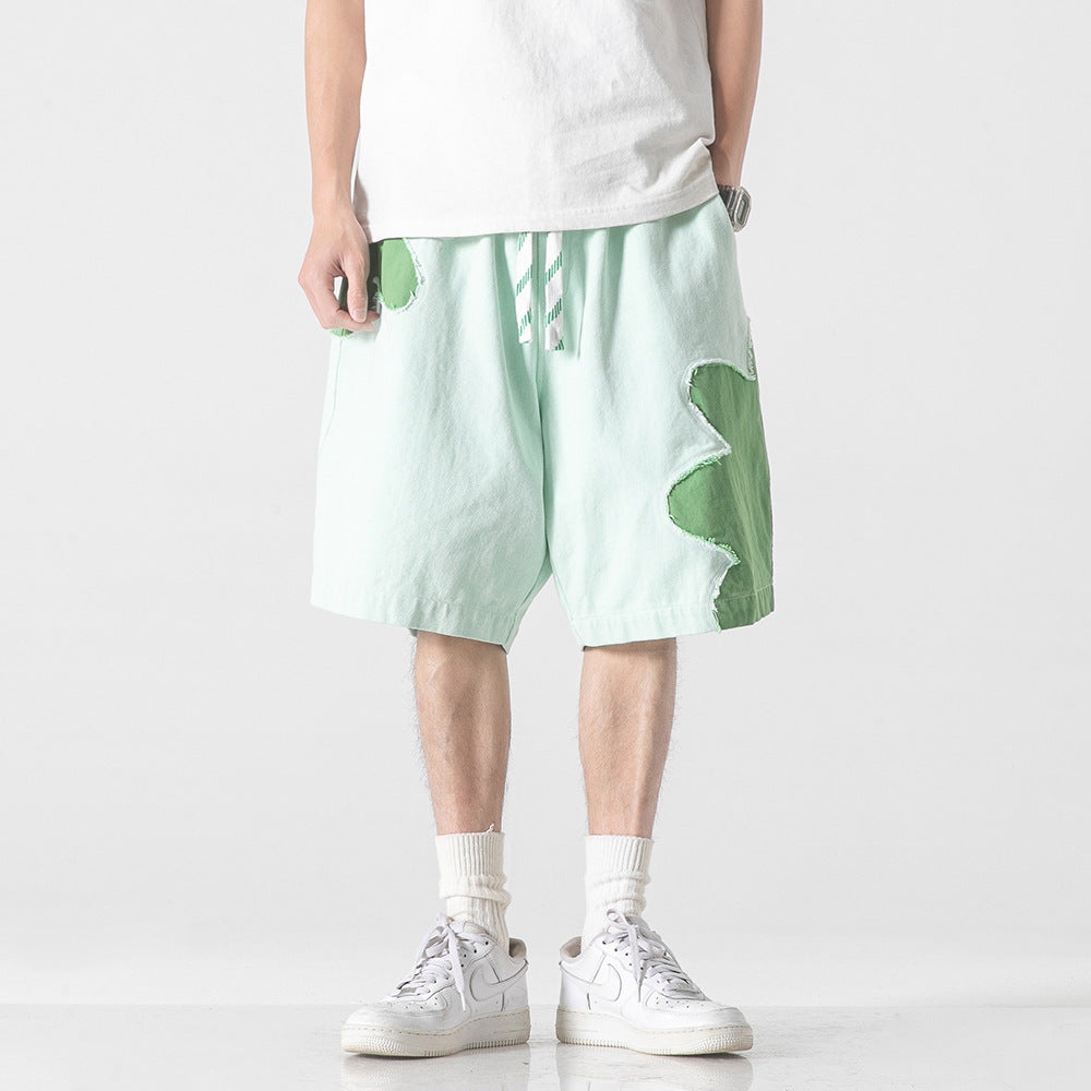 Two-Tone Clover Appliqué Shorts
