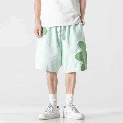 Two-Tone Clover Appliqué Shorts