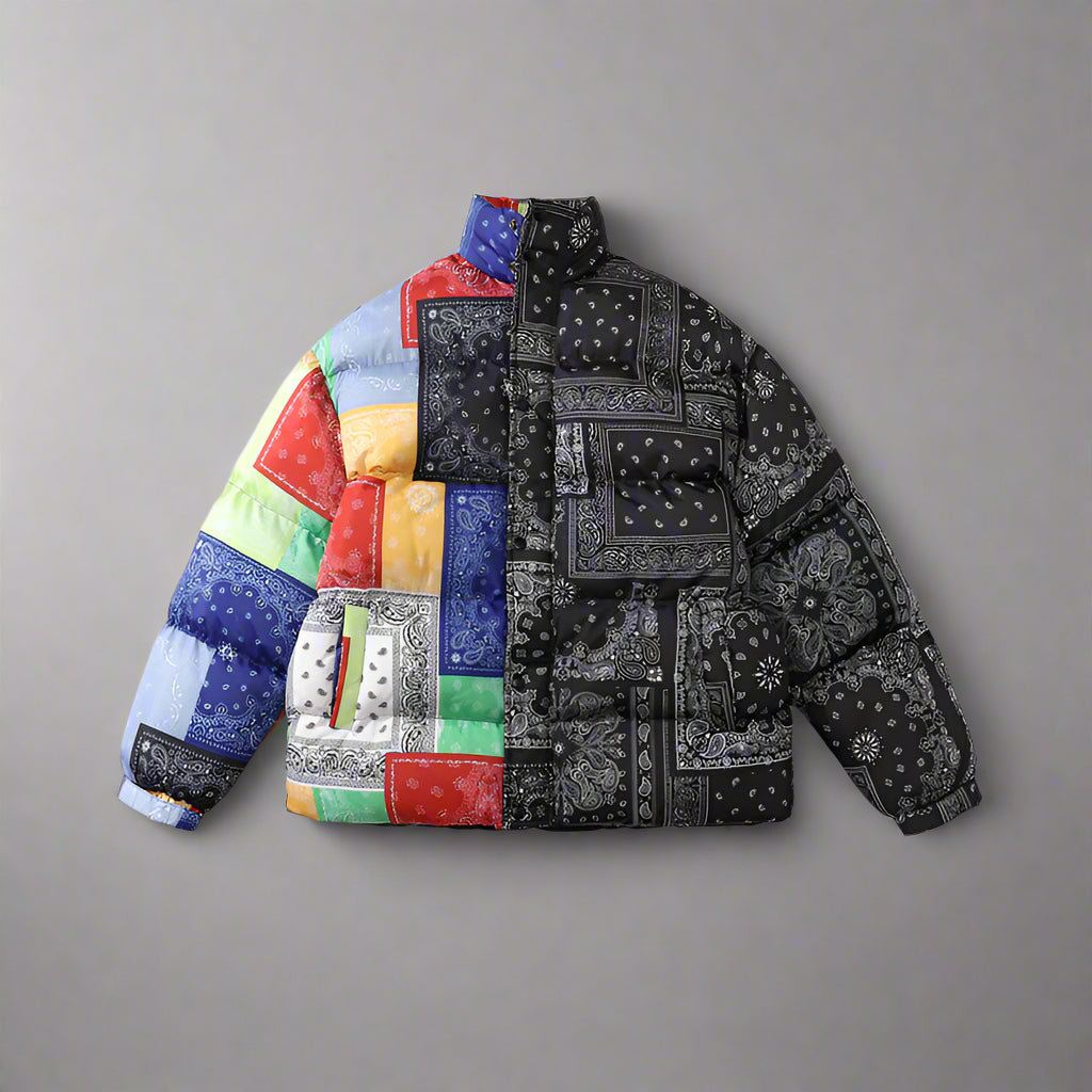 Bandana Patchwork Puffer Jacket - RUN THE STREETS COLLABORATIVE