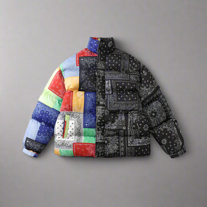Bandana Patchwork Puffer Jacket - RUN THE STREETS COLLABORATIVE