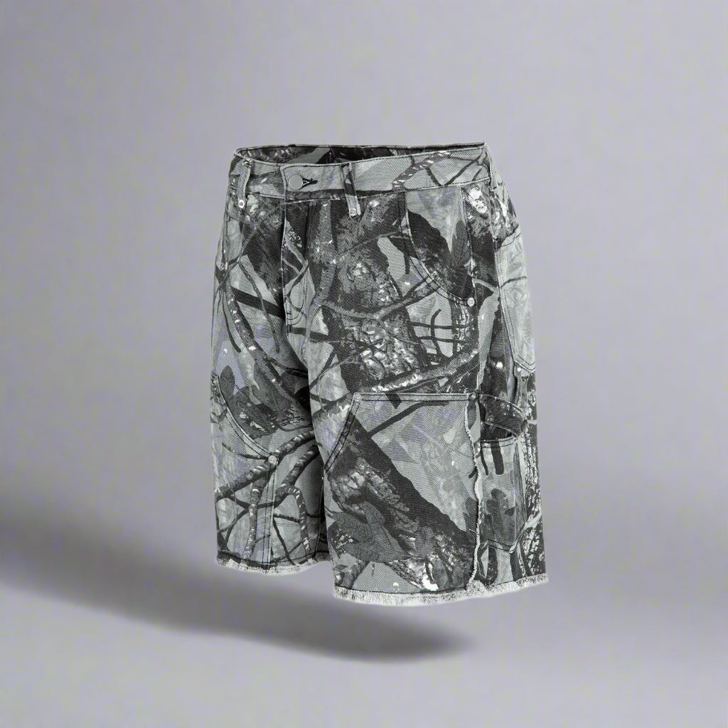 Street Shadows Camo Denim Shorts - RUN THE STREETS COLLABORATIVE