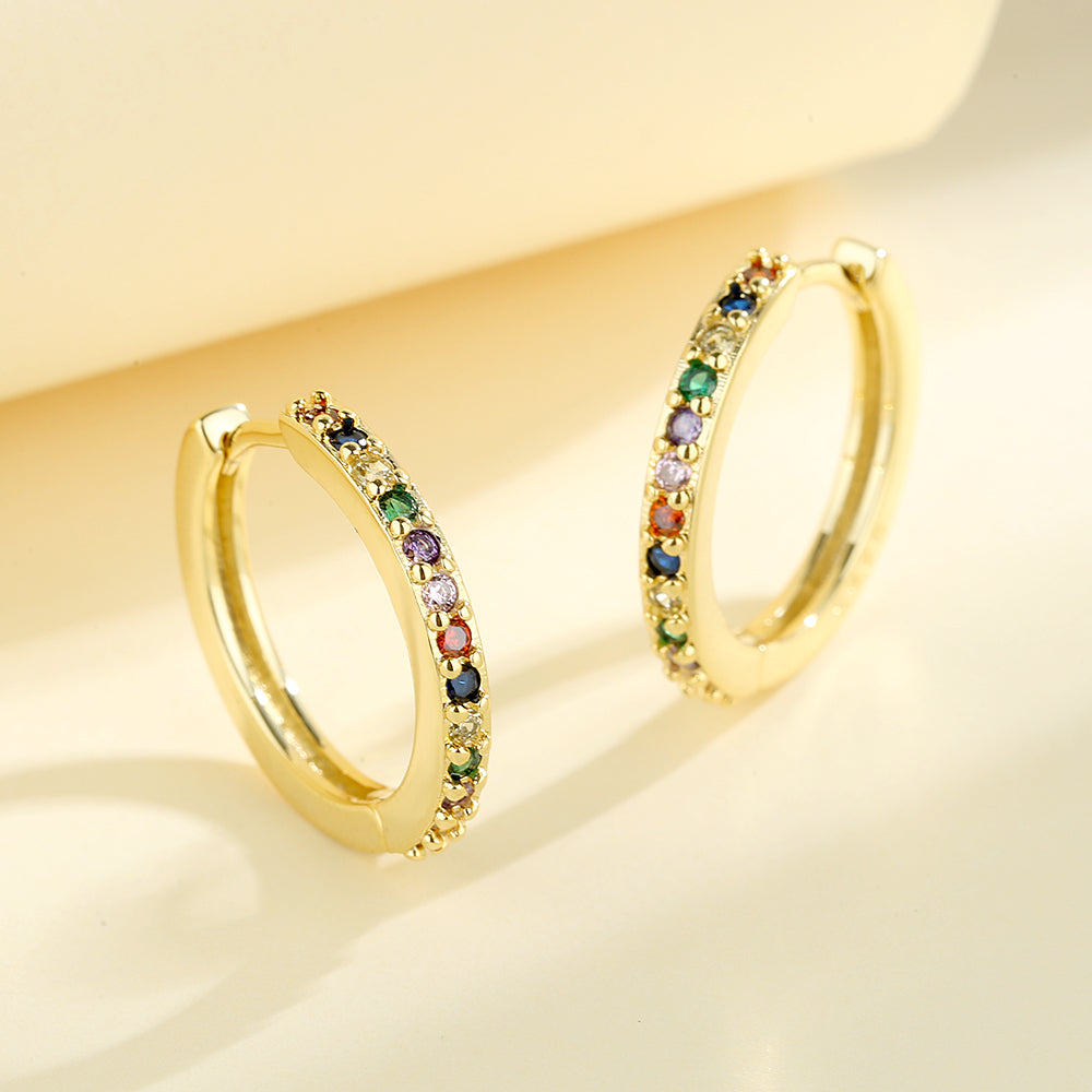 Sterling Silver Multi-Color Huggie Hoop Earring with Swarovski crystal - RUN THE STREETS COLLABORATIVE