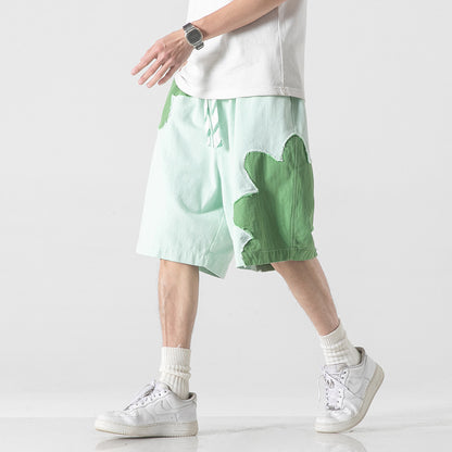 Two-Tone Clover Appliqué Shorts