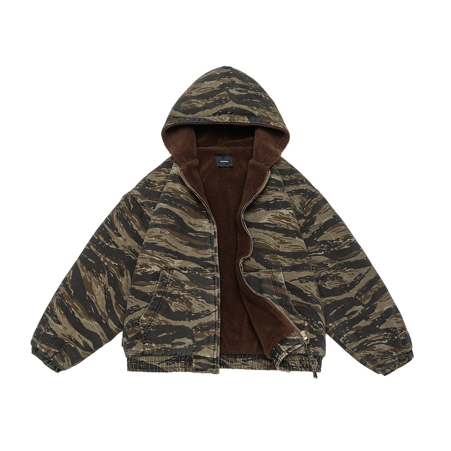 Tiger Camo Sherpa-Lined Hooded Zip Jacket