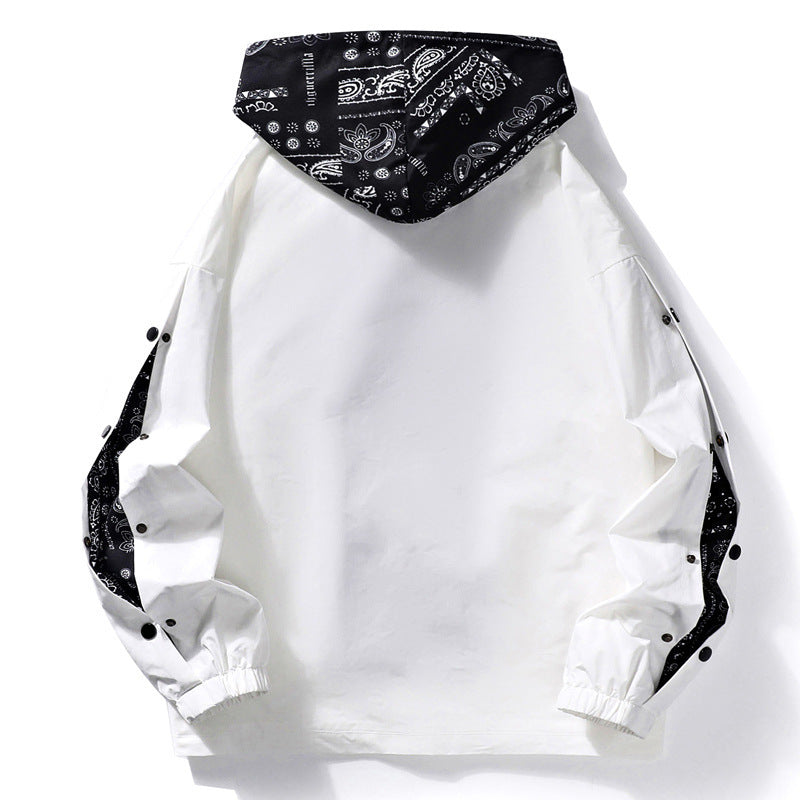 Bandana-Trim Hooded Coach Jacket