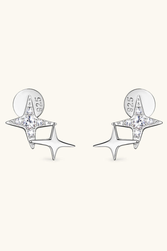 Moissanite 925 Sterling Silver Star Shape Earrings - RUN THE STREETS COLLABORATIVE