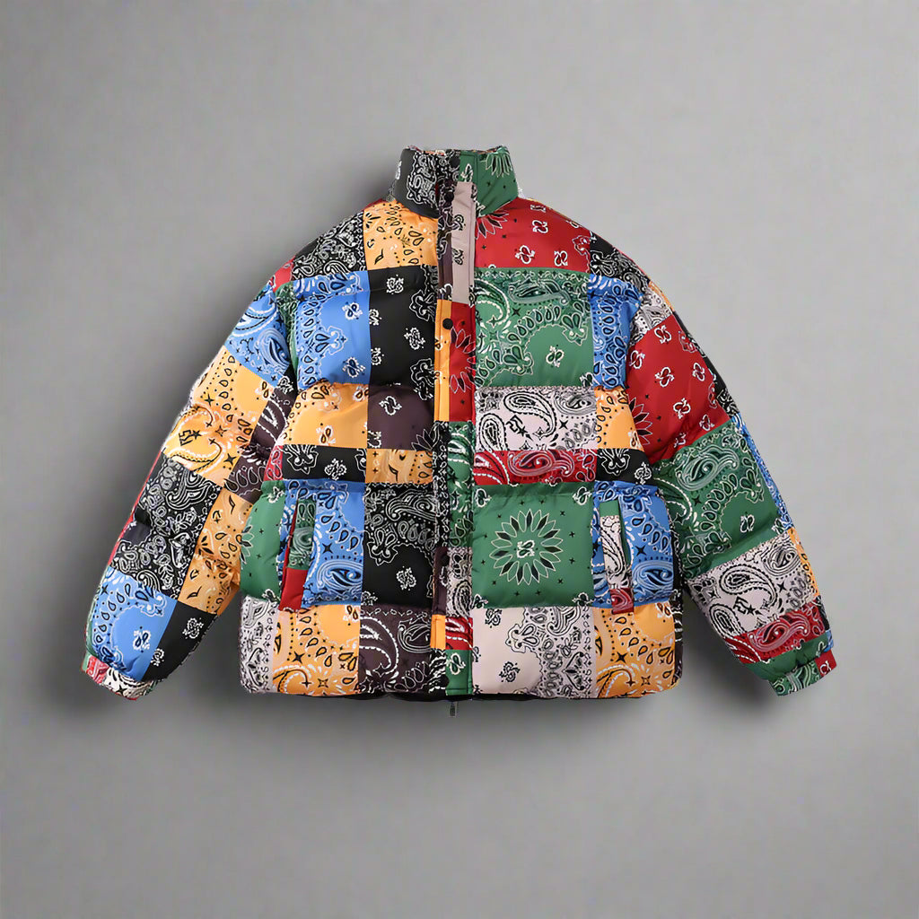 Bandana Patchwork Puffer Jacket - RUN THE STREETS COLLABORATIVE