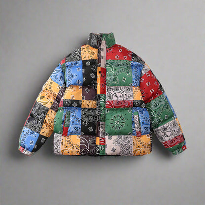 Bandana Patchwork Puffer Jacket - RUN THE STREETS COLLABORATIVE