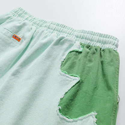 Two-Tone Clover Appliqué Shorts
