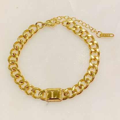 Uptown Cuban Chain Initial Bracelet - RUN THE STREETS COLLABORATIVE