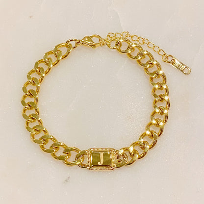 Uptown Cuban Chain Initial Bracelet - RUN THE STREETS COLLABORATIVE