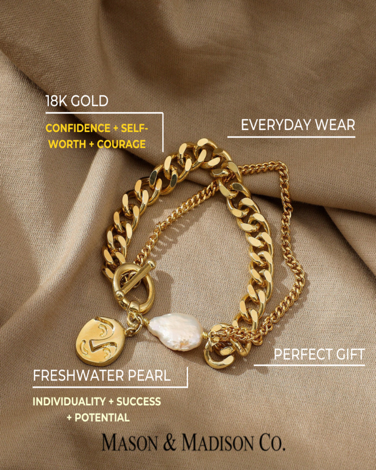 Gold Chain Bracelet with Pearl Jewelry Gift - RUN THE STREETS COLLABORATIVE